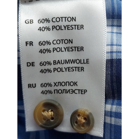 HB Men's 6XL Blue Plaid Button Down Short Sleeve Casual Shirt - Picture 5 of 7